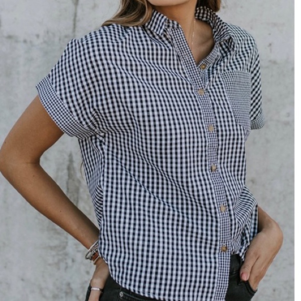 Roolee Gingham button up short sleeve